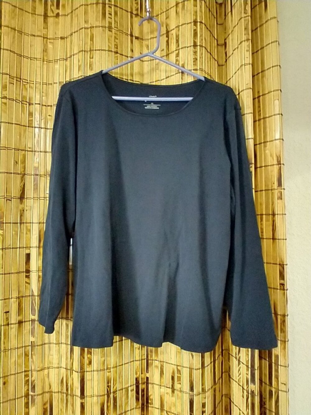 CJ Banks Black Long Sleeve Layer-Your-Look Cotton Tee 1X